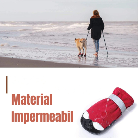 Cizme impermeabile pentru caini marimea 5 latime 6,5 cm cu talpa antiderapanta si banda reflectorizanta [3]