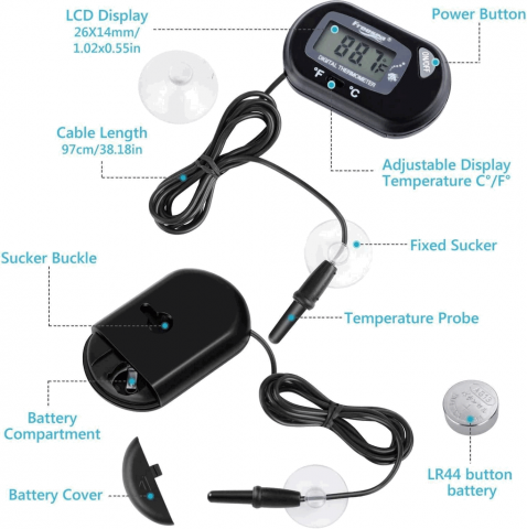 Incalzitor pentru acvariu, FREESEA, 300 W, FS-386, 230 V, 50 Hz, Cu ventuze si termostat, Negru [3]