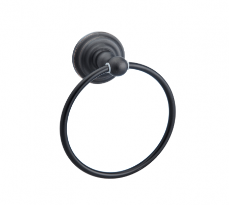 Bucătărie - Inel metalic de prosop clasic, culoare negru bronz uleiat, diametru 16 cm, elemente de prindere incluse, Amazon Basics