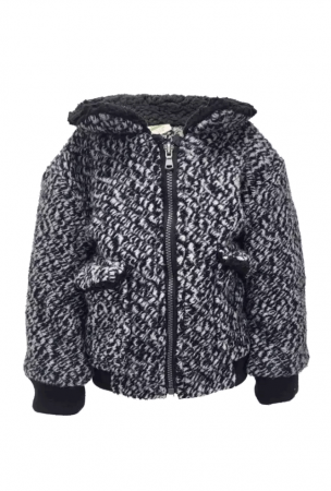 Îmbrăcăminte & Încălțăminte - Jacheta de iarna din lana pentru copii si bebelusi,Alb/negru, CODE baby, 86 CM, 12/18 luni