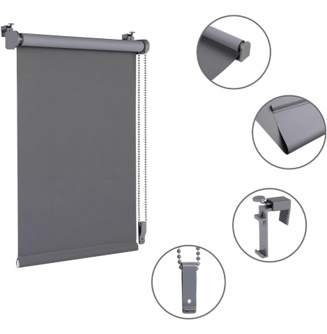 Jaluzea Termica Blackout 60 x 160 cm, Gri, Fara Gaurire, cu Strat Intunecat si Certificare Oeko-Tex 100, OBdeco [2]