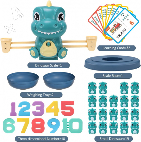 Joc Educativ Montessori cu Dinozauri și Numere, REMOKING, Jucărie Interactivă pentru Învățarea Matematicii, pentru Copii 3+ Ani, Băieți și Fetițe [6]