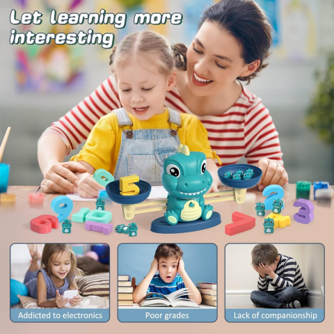 Joc Educativ Montessori cu Dinozauri și Numere, REMOKING, Jucărie Interactivă pentru Învățarea Matematicii, pentru Copii 3+ Ani, Băieți și Fetițe [4]