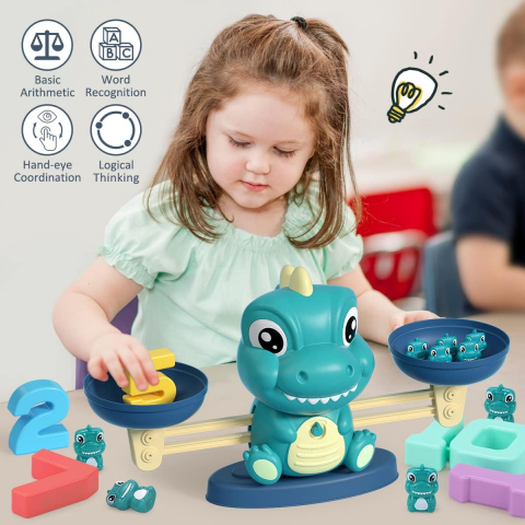 Joc Educativ Montessori cu Dinozauri și Numere, REMOKING, Jucărie Interactivă pentru Învățarea Matematicii, pentru Copii 3+ Ani, Băieți și Fetițe [3]