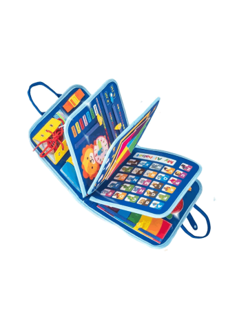 Copii & Bebe - Jucarie carte senzoriala interactiva, Montessori, 8 in 1, 2-6 ani, ARANEE Busy Board, albastru