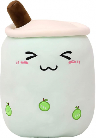 Jucării & Jocuri - Jucărie de Pluș Bubble Tea, KOWAKA, 24 cm, Pernă Moale, Ceai de Lapte și Măr Verde