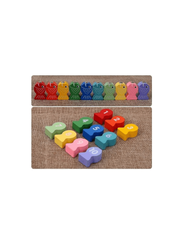 Jucarie educationala de numarare, sortare, magnetica de pescuit din lemn pentru copii Montessori, Veluoess [4]