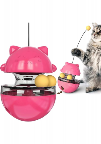 Pet shop - Jucărie Interactivă pentru Pisici, Dispenser de Hrănire automat, culoare roz, Shengruili
