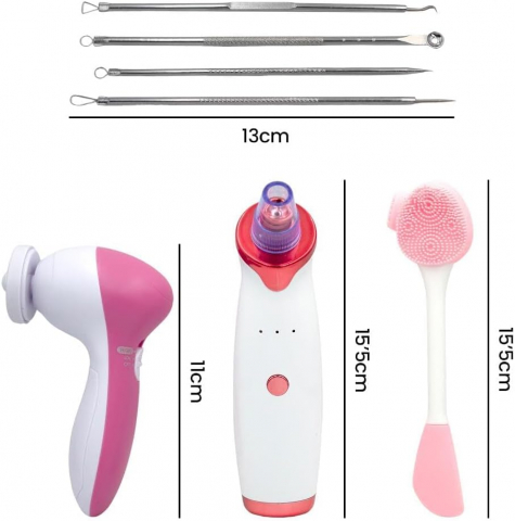 Kit 4in1 pentru Puncte Negre si Ingrijire Ten – Aspirator, Perie Electrica, Ustensile Metalice, Perie Silicon [5]