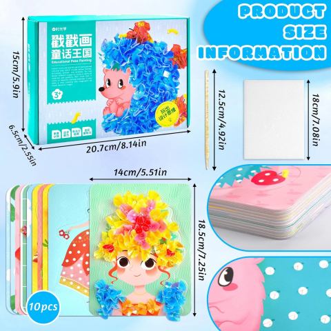 Jucării & Jocuri - Kit Creativ pentru Copii 4-10 Ani, Pipihome Set Art & Craft Poke Art DIY, 600 Piese Material Textil, Plăcuțe de Pictură & Pix Special, Activitate Educativă