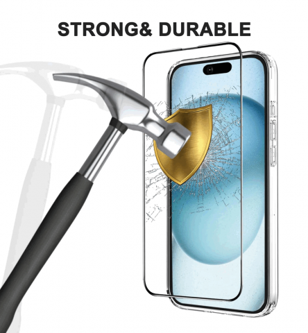 Kit de protecție completă pentru iPhone 15 Plus, husa transparenta si 2 folii de sticla de protectie, OH3B [4]