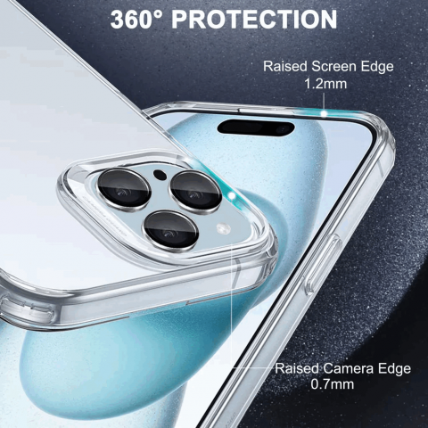 Kit de protecție completă pentru iPhone 15 Pro, husa transparenta si 2 folii de sticla de protectie, VAAR [3]
