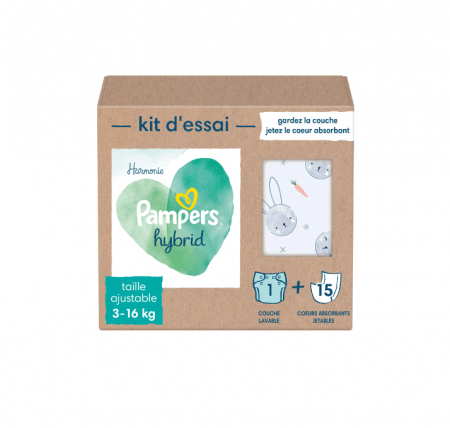 Kit Pampers hybrid Harmonie, 3-16 kg, 1 scutec lavabil + 15 tampoane absorbante de unica folosinta [0]
