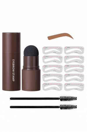 Îngrijire Personală & Cosmetice - Kit pentru sprancene, tip stampila, 10 sabloane, 02 Maro inchis, AVP