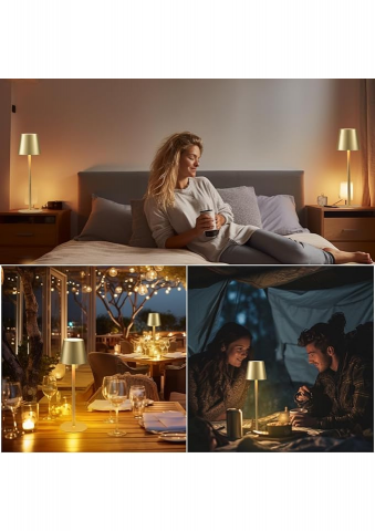 Lampă de Masă LED Reîncărcabilă, Design Minimalist culoare Gold VZGJ [4]