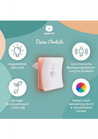 Lampă de Noapte cu Senzor de Mișcare, pentru camera copiilor, BEARTOP - 29Q7 [2]