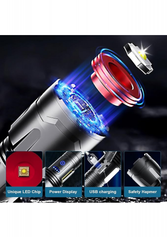 Lanterna LED Reîncărcabilă 300000 Lumeni, Zoom, 7 Moduri de luminare [5]