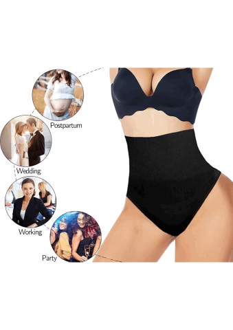 Lenjerie Modelatoare tip Tanga, Talie Înaltă, negru,Weisangmi [3]