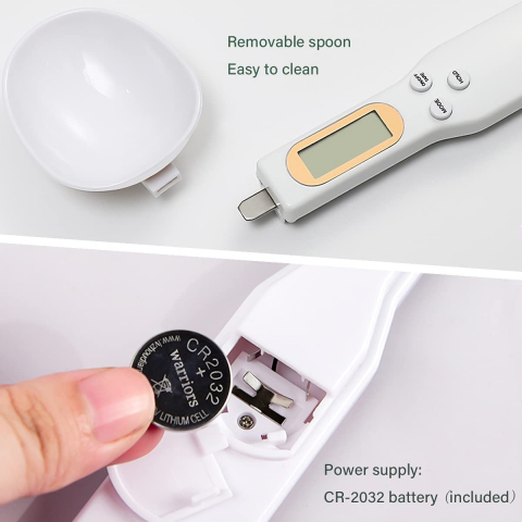 Lingura cu Cantar Digital de Bucatarie – Precizie 0.1 g, Capacitate 500 g, Ideala pentru Lapte Praf, Condimente, Lichide si Pulberi, Baterie inclusa CR2032, 23 cm [4]