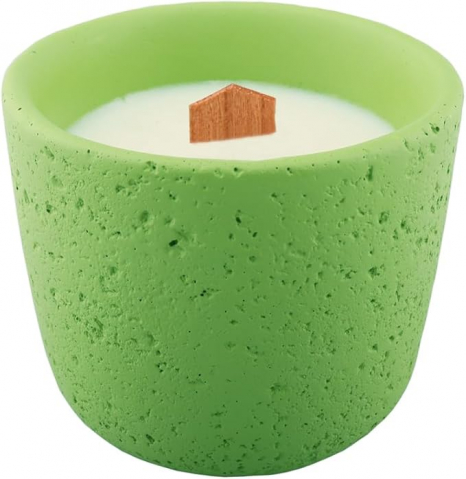 Lumânare Parfumată Handmade INJUNE, Bergamotă și Pin, 250g, Fitil din Lemn, Ceașcă Verde din Sticlă, Timp de Ardere 60h [1]