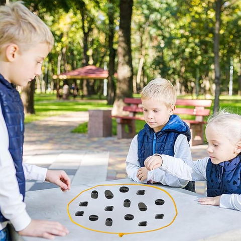Magnetic Chess Game cu 20 de Magneți, Joc de Strategie cu Pietre Magnetice, Tablă cu Compartiment din Burete și Sfoară, Set Interactiv pentru Copii și Adulți [1]
