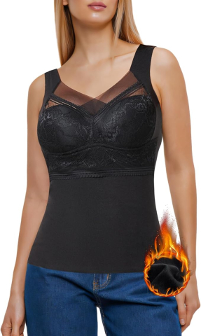 Îmbrăcăminte Femei - maiou-termic-dama-negru-2-in-1-micro-fleece-bustiera-integrata