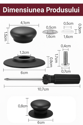 Mânere Universale Capace Oale și Tigăi – Set 6 Knob-uri Rezistente la Căldură cu Șuruburi și Șurubelniță SPOKKI [2]
