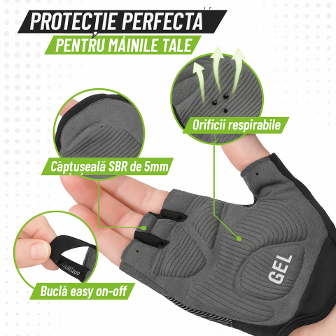 Mănuşi Ciclism BESUDO Reflectorizante, Compatibile cu Smartwatch, Confort Maxim şi Design Modern, negru, marime L [1]