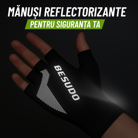 Mănuşi Ciclism BESUDO Reflectorizante, Compatibile cu Smartwatch, Confort Maxim şi Design Modern, negru, marime L [2]
