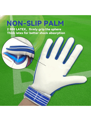 Manusi de Portar, WECDOIT, pentru Fotbal, Copii, Reglabile, Protectie multipla degete, Palma Anti - Alunecare, Rezistente la uzura, marime 4, Albastru [3]