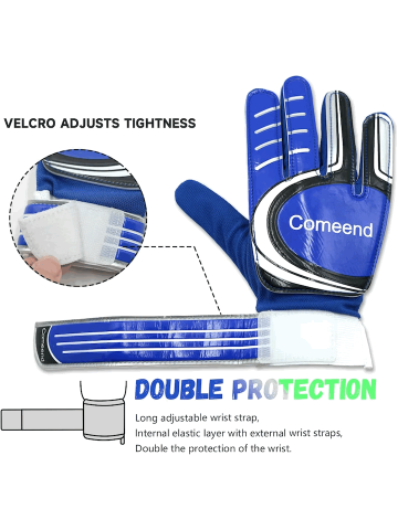 Manusi de Portar, WECDOIT, pentru Fotbal, Copii, Reglabile, Protectie multipla degete, Palma Anti - Alunecare, Rezistente la uzura, marime 4, Albastru [5]