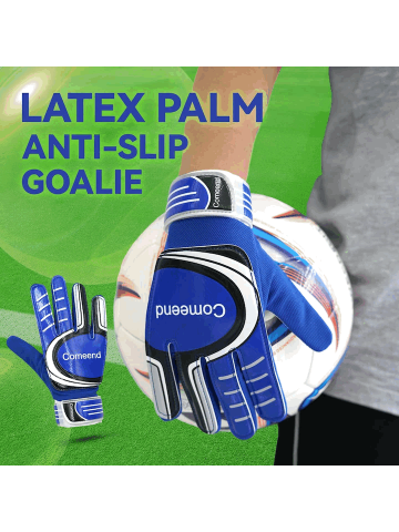 Manusi de Portar, WECDOIT, pentru Fotbal, Copii, Reglabile, Protectie multipla degete, Palma Anti - Alunecare, Rezistente la uzura, marime 4, Albastru [2]