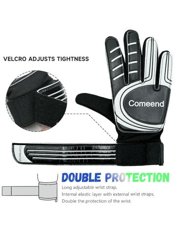Manusi de Portar, WECDOIT, pentru Fotbal, Copii, Reglabile, Protectie multipla degete, Palma Anti - Alunecare, Rezistente la uzura, marime 5, Negru [5]