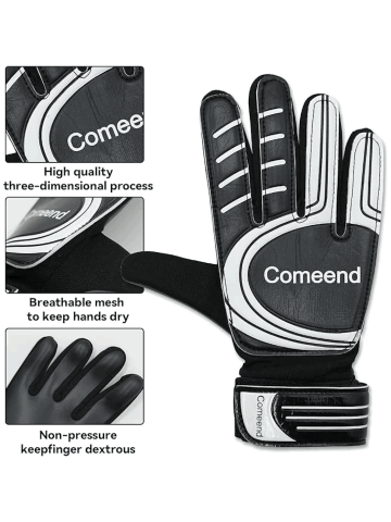 Manusi de Portar, WECDOIT, pentru Fotbal, Copii, Reglabile, Protectie multipla degete, Palma Anti - Alunecare, Rezistente la uzura, marime 5, Negru [4]