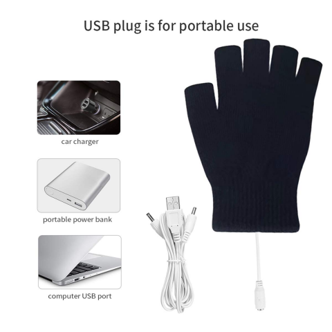 Mănuși Unisex pentru Femei și Bărbați, Încălzite USB, pentru Iarnă, pentru Laptop, Lavabile, Negre [3]