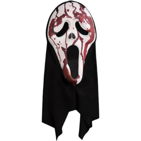 Masca halloween fantoma cu efect de sange si gluga acoperire completa cap si gat 30 cm