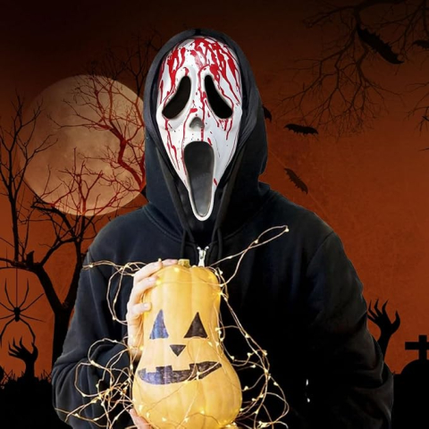 Masca Horror Fantoma Insangerata pentru Adulti, Full Head, Latex si Gluga Textila, 38 x 20 cm [3]