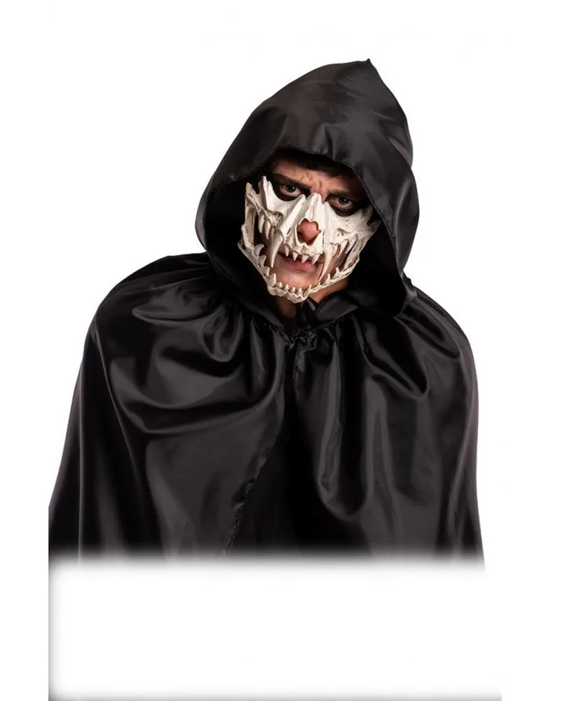 Costume Carnaval - masca-schelet-halloween-cu-gluga-craniu-animal-colti-cosplay