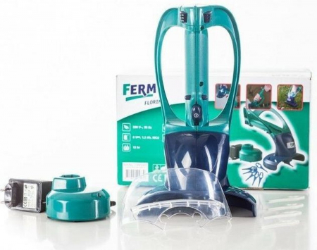 Mini trimmer de tuns iarba Ferm FHGT-6V, cadou acumulator de rezerva, autonomie 12 ore, verde