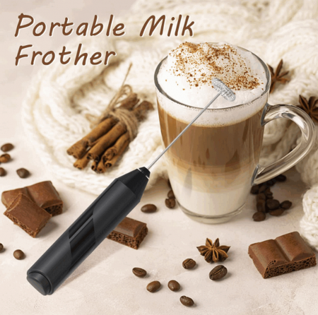 Mixer spuma lapte, electric cu baterii, bauturi calde/reci, maner izolat termic, otel inoxidabil, cu stand vertical, EASY Making Life Simple - KJBQ-4-BS, pentru latte, ciocolata calda, cappuccino, fra [9]