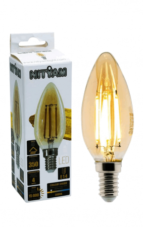 Lămpi, Becuri & Aplice - Nityam bec LED Filament Flame 4W, E14, C37 Culoare chihlimbar, 3000K,