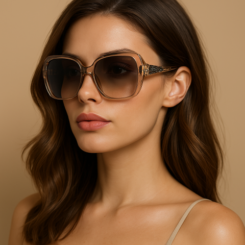 Îmbrăcăminte & Încălțăminte - Ochelari de Soare Oversized pentru Femei LECKIRUT, Polarizați, UV400, Rame Fashion cu Cristale, Accesorii Incluse, Cadou Elegant