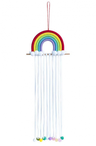 Casă, Grădină & Bricolaj - Organizator pentru accesorii de Păr în Formă de Curcubeu pentru Copii, Suport cu Ciucuri pentru Agrafe, Bentite și Accesorii, Decorațiune de Perete Colorată
