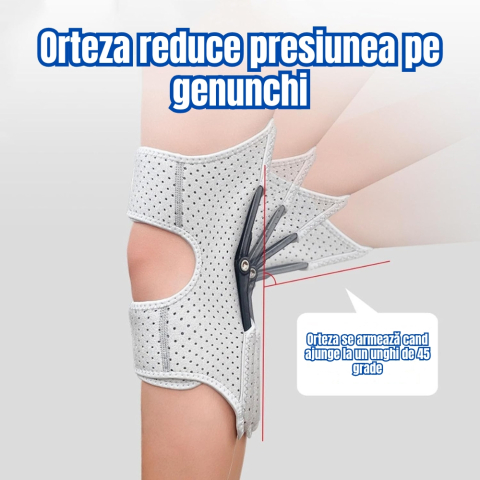 Orteza genunchi cu arcuri si fixare cu scai, stabilizator pentru seniori si adulti activi, sustinere articulatie, unisex, gri [5]