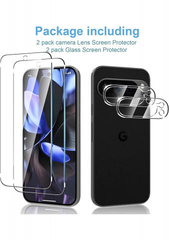 Pachet 2+2 protectie ecran si camera, Google Pixel 9 Pro, transparente, din sticla, Natbok [2]