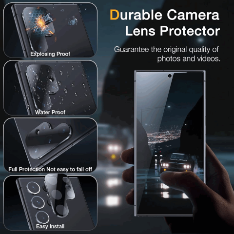 Pachet 2x Protecție Ecran și Cameră pentru Samsung Galaxy S24 Ultra, EGV, ZN1H [6]