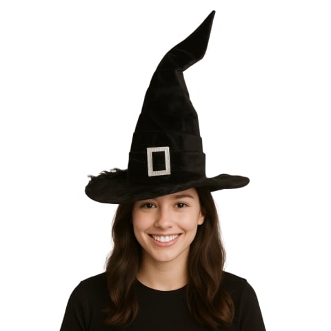 Costume Halloween - Palaria vrajitoare catifea neagra cu catarama plastic – accesoriu Halloween si carnaval