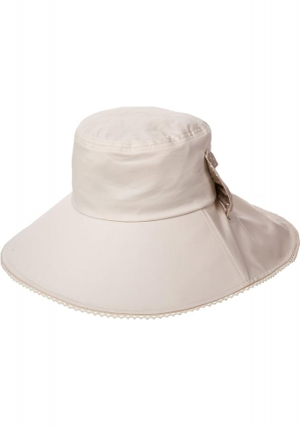 Îmbrăcăminte & Încălțăminte - Palarie bej mare de soare cu funda reglabila UPF 50+ pentru dama, marime S (56cm), Comhats