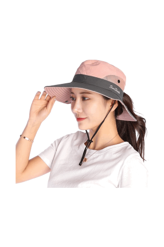 Palarie de soare dama, Jormftte, Poliester/Bumbac, Gri/Roz, 54-59 cm [2]