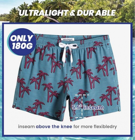 Pantaloni de baie barbati, uscare rapida, ideali pentru plaja, inot, surf sau vacanta, MaaMgic, imprimeu coconat tree [6]